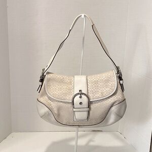 VTG Y2K COACH C SIGNATURE White Jacquard Canvas Shoulder Bag